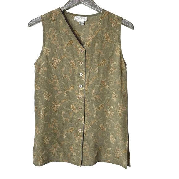 Doncaster Tops - Doncaster Vintage Silk Paisley Print Sleeveless Blouse